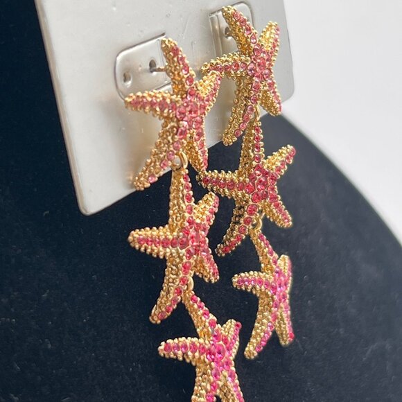 Sugarfix By Baublebar Pink Rhinestone Starfish Drop Earrings Nickel Free - Picture 6 of 6